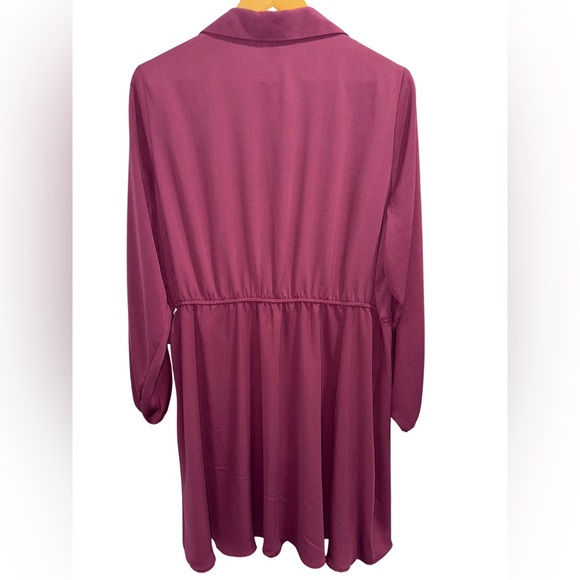 NEW Halogen Faux Wrap Dress Long Sleeve Women's Burgundy Size 1X - Picture 4 of 8